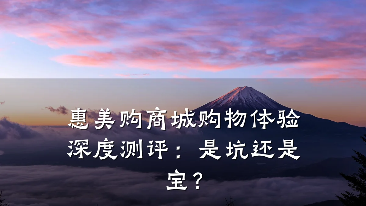 惠美购商城购物体验深度测评:是坑还是宝?