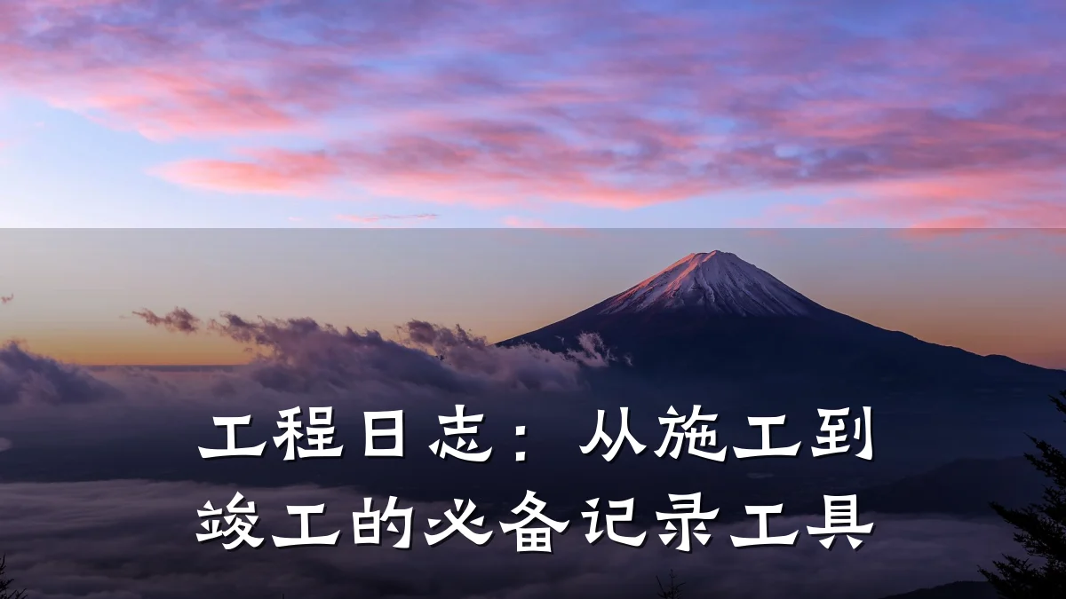 工程日志:从施工到竣工的必备记录工具